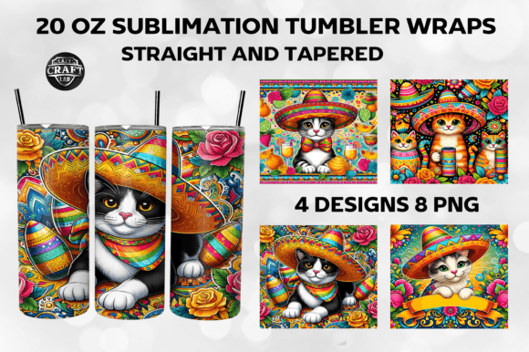 Cinco De Mayo Cat Tumbler Wrap 20oz PNG Review