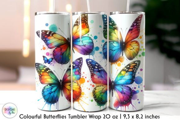 Colourful Butterflies Tumbler Design