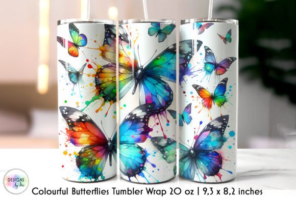 Colourful Butterflies Tumbler Wrap Design