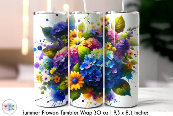 Colourful Summer Flowers Skinny Tumbler