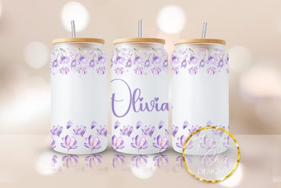 Flowers Personalized Libbey Cup Wrap PNG