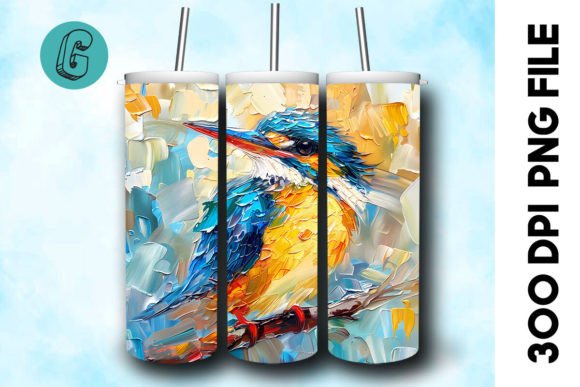 Oil Paint Cute Bird Tumbler Wrap 21