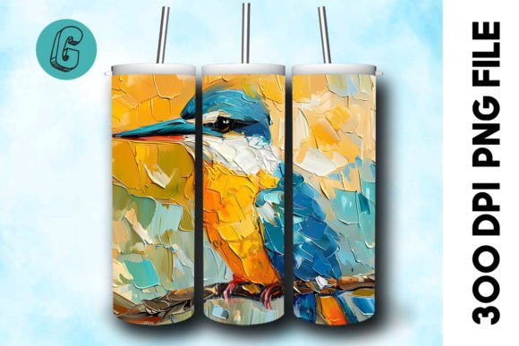Oil Paint Cute Bird Tumbler Wrap 23