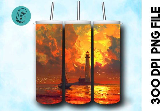 Oil Painting Lighthouse Tumbler Wrap 29