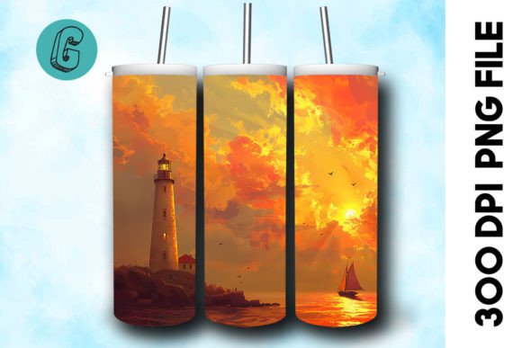 Oil Painting Lighthouse Tumbler Wrap 30