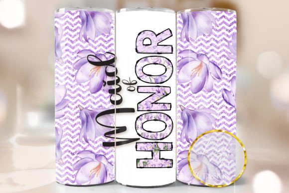 Purple Floral Maid of Honor Tumbler Wrap
