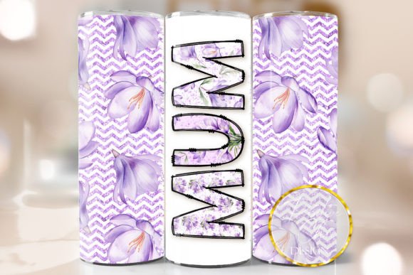 Purple Floral Mum Tumbler Wrap PNG Review
