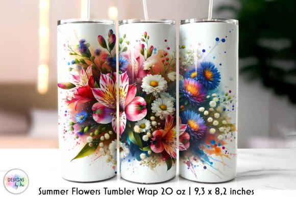 Summer Flowers Skinny Tumbler Design