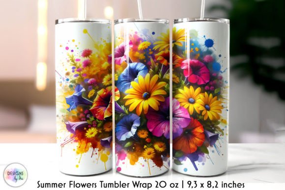 Summer Flowers Skinny Tumbler Wrap